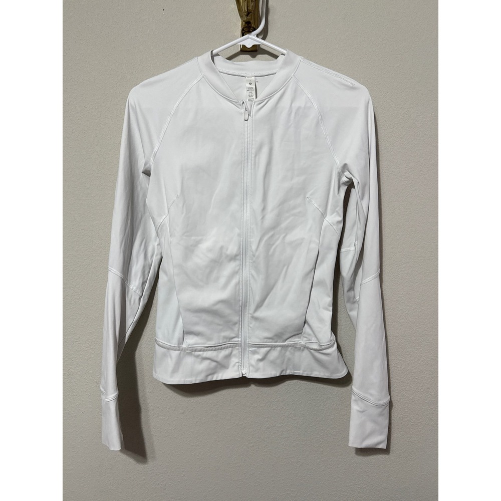 Lululemon Nulux UVP Run Jacket Full Zip Women 4 White Athletic Running Yoga